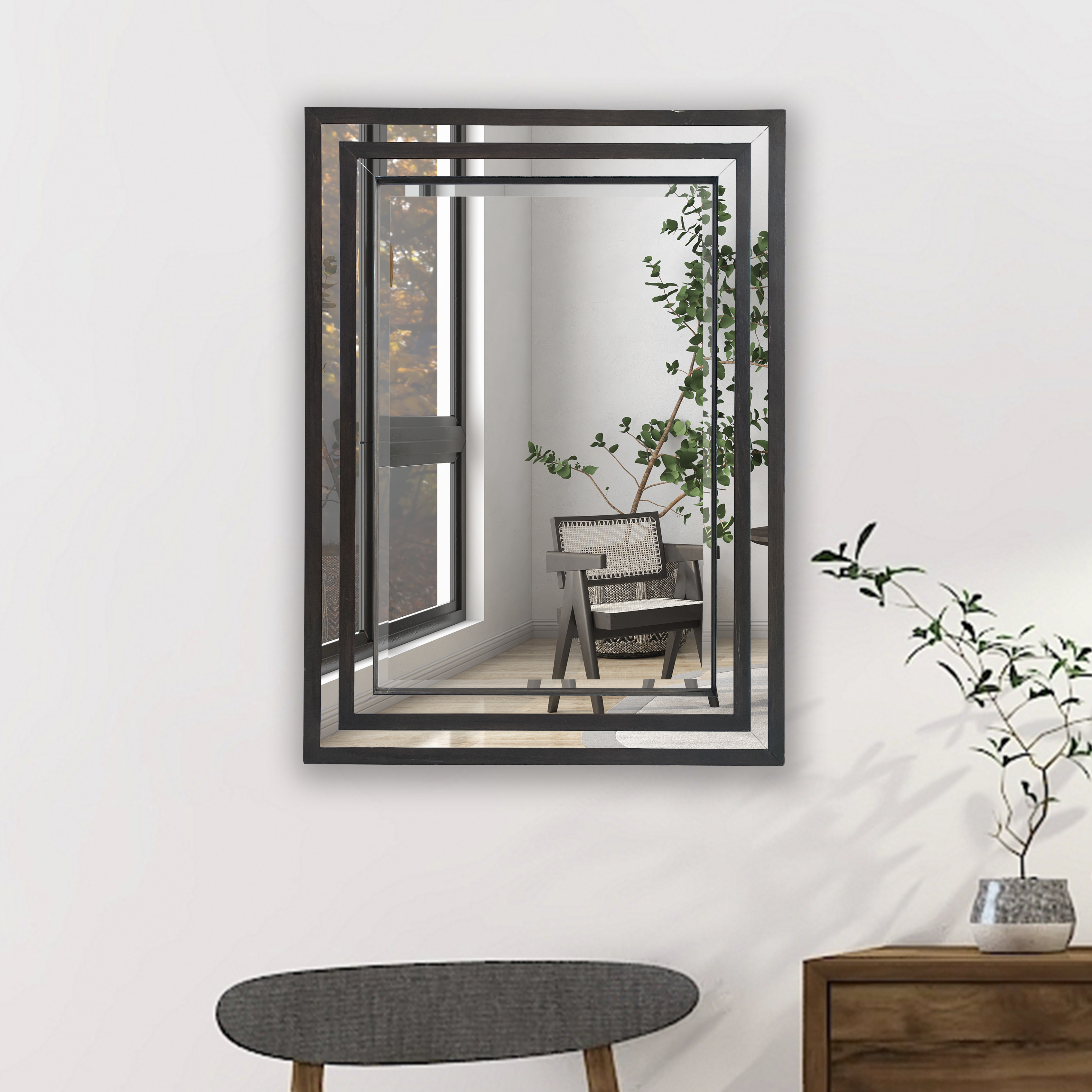 black rectangle wall mirror